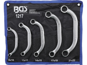 Obojstranné očkové kľúče 8 ÷ 22 mm BGS101217, C-forma, dvanáctihran. Sada 5 dielov
