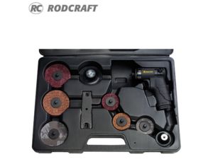 Pneumatická pištoľová mini brúska 75 mm Rodcraft RC7681K. Sada v kufri
