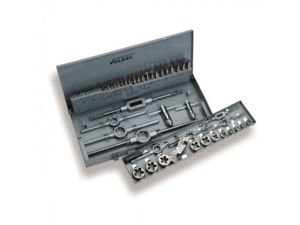 Závitníky a závitové očká HSS-G M3 ÷ M20 Volkel 49201 v kovovej kazete. Sada 45 dielov