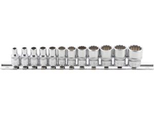 Nástrčné hlavice 1/4" 12hranné 5/32 ÷ 9/16" BGS102755, palcové. Súprava 12 ks na koľajnici