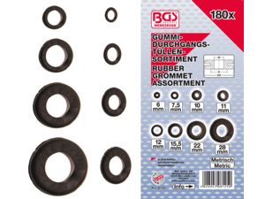 Gumové priechodky pr. 6 ÷ 22 mm BGS108125 Sada 180 dielov