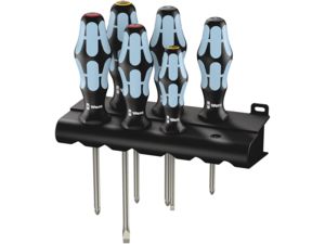 Wera 05032063001 Sada skrutkovačov Kraftform Plus 3334/3350/3355/6, nerezová oceľ, profil Lasertip (6 dielov + stojan)