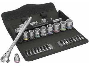 Wera 004048 Račňová sada Zyklop Metal 8100 SB 8, upínacia časť 3/8, prepínacia páčka (Sada 29 dielov)