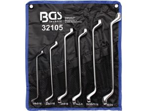 Obojstranné očkové kľúče 1/4 ÷ 7/8" BGS1032105 palcové, vyhnuté. Sada 6 dielov v taške