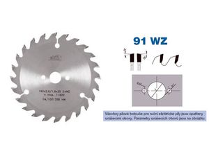 Pílový kotúč s SK pr. 160 x 2,6/1,6 x 20 - 24 WZ, typ 22 5391