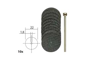 Rezací kotúčiky Proxxon 22 mm. S tkaninovou väzbou + tŕň - 10 ks