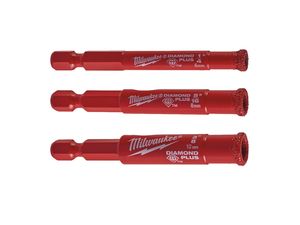 Diamantové vykružovací korunky priemer 6 ÷ 10 mm Milwaukee Diamond Plus ™ 1/4" pre suché/mokré vŕtanie (3 ks)