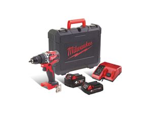 Aku kompaktná bezuhlíková vŕtačka Milwaukee M18 CBLPD-422C s príklepom (4,0 + 2,0 Ah)