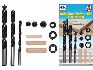 Čapovacia sada Kraftmann BGS1050405. Drevené kolíky a vrtáky 6 ÷ 10 mm. 43 dielov