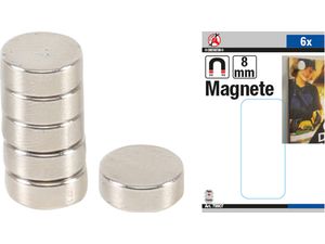 Magnety pr. 8 mm Kraftmann BGS1079907 extra silné. Sada 6 dielov
