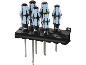 Wera 032063 Sada skrutkovačov Kraftform Plus 3334/3350/3355/6, nerezová oceľ, profil Lasertip (6 dielov + stojan)