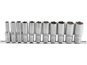 Nástrčné hlavice 3/8" 8 ÷ 19 mm BGS102222, predĺžené, Pro Torque. Sada 11 ks na koľajnici