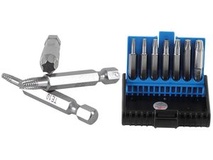 Bitové nástavce 1/4" a 3/8" na poškodené skrutky T-profil (pre Torx) T10 ÷ T55 BGS105284 (Sada 11 dielov)