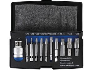 Bitové nástavce 1/4 "a 3/8" pre poškodený T-profil T10 ÷ T55 BGS109170 (Sada 11 dielov)