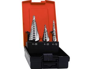 Bity Format 1/4" so stupňovitými HSS vrtáky 4 ÷ 30 mm DIN 3126 (Sada 3 ks)