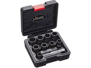Sada vyťahovačov skrutiek skrutkovité drážka 1/2 "34mm vyrážací klin, 10 ks. 10-19mm kufřík