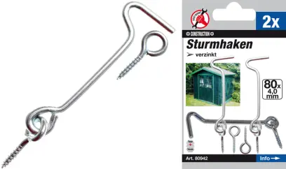 háček zajišťovací s okem, délka 80 mm, 2 díly (BGS1080942)