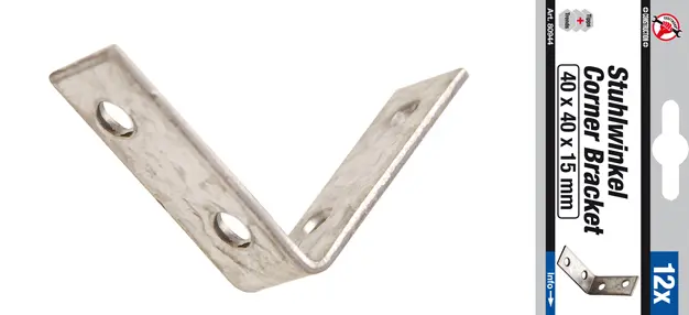 plech spojovací, 40x40x40x2mm, 90°, 12 dílů (BGS1080944)