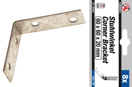 plech spojovací 60x60x20 mm, 90°, pozinkovaný (BGS1080945)