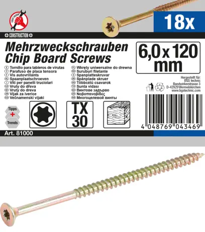 Víceúčelové šrouby T-profil (pro Torx) T30 6,0 x 1 (BGS1081000)
