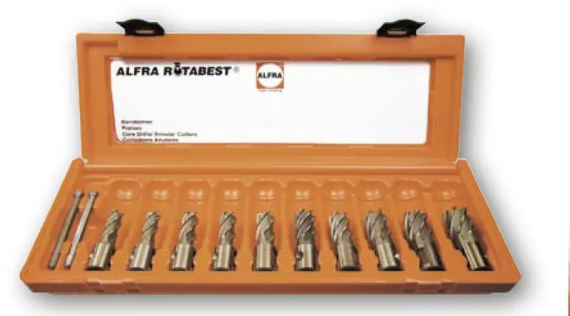 Jádrový vrták pr. 12 ÷ 22 mm (hl. vrt. 25 mm, HSS-Co-Eco). Sada 10 ks (ALFRA1901001025)