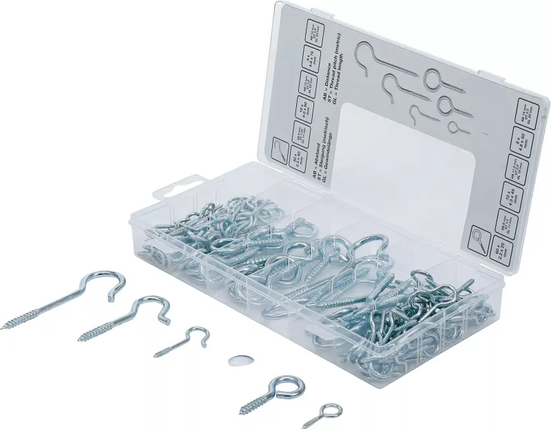 Šroubovací kruhové háčky Kraftmann BGS1088180 (Sada 142 ks) (BGS1088180)