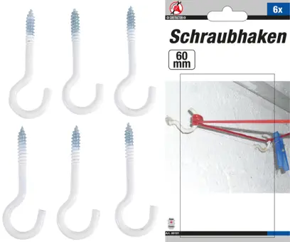 háčky šroubovací, 60 mm, oplastované, 6 ks (BGS1088181)