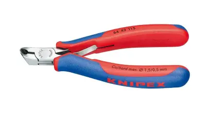 Čelné štípacie kliešte Knipex 64 42 115 – pre elektroniku, šikmé čepele, krátka hlava (K 64 42 115)