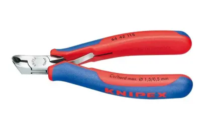Čelné štiepacie kliešte Knipex 64 42 115 - pre elektroniku, šikmé brity, krátka hlava (K 64 42 115)