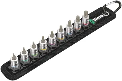 Wera 003882 Zástrčné bitové hlavice Zyklop 1/4" TX 8 ÷ TX 40 Belt A 3 TORX® HF, pridržiavacia fce - 9 dielov (W05003882001)