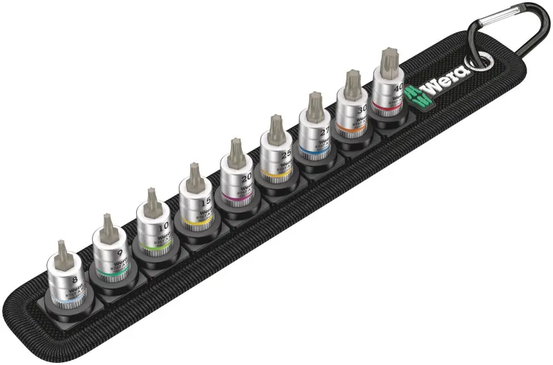 Wera 003882 Zástrčné bitové hlavice Zyklop 1/4" TX 8 ÷ TX 40 Belt A 3 TORX® HF, pridržiavacia fce - 9 dielov (W05003882001)