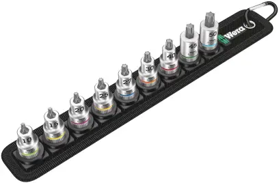 Wera 003972 Zástrčné bitové hlavice Zyklop 3/8" TX 10 ÷ TX 50 Belt B 3 TORX® HF, pridržiavacia - 9 dielov (W05003972001)