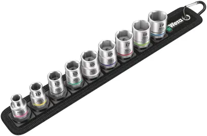 Wera 003973 Nástrčné hlavice Zyklop 3/8" HEX 8 ÷ 19 mm Belt B 4, pridržiavacia - 9 dielov (W05003973001)