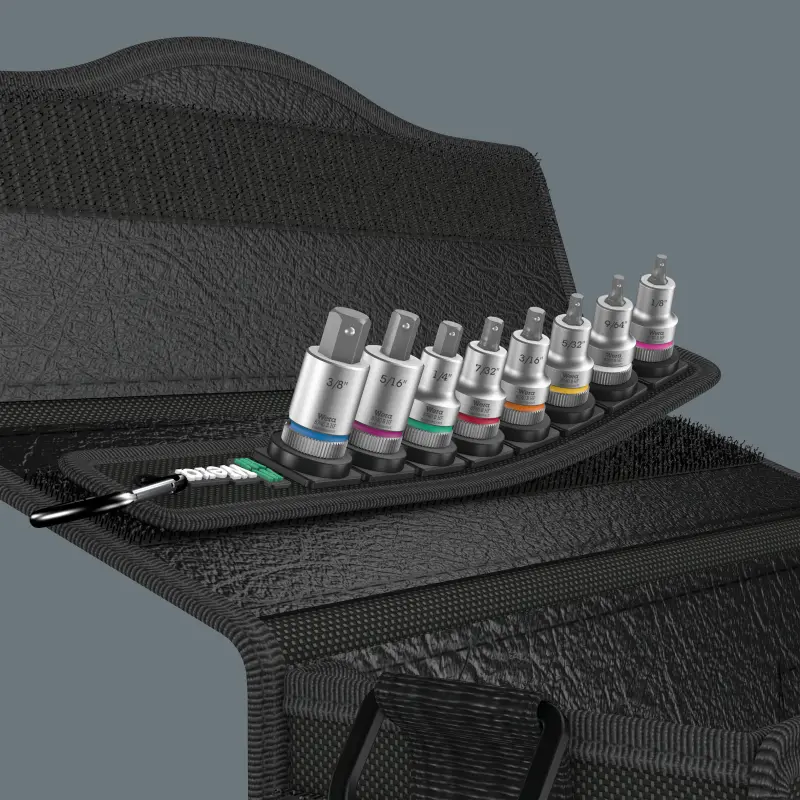 Wera 003974 Zástrčné bitové hlavice Zyklop 3/8" HEX 1/8" ÷ 3/8" Belt B Imperial 1, přidržovací - 8 dílů (W05003974001)