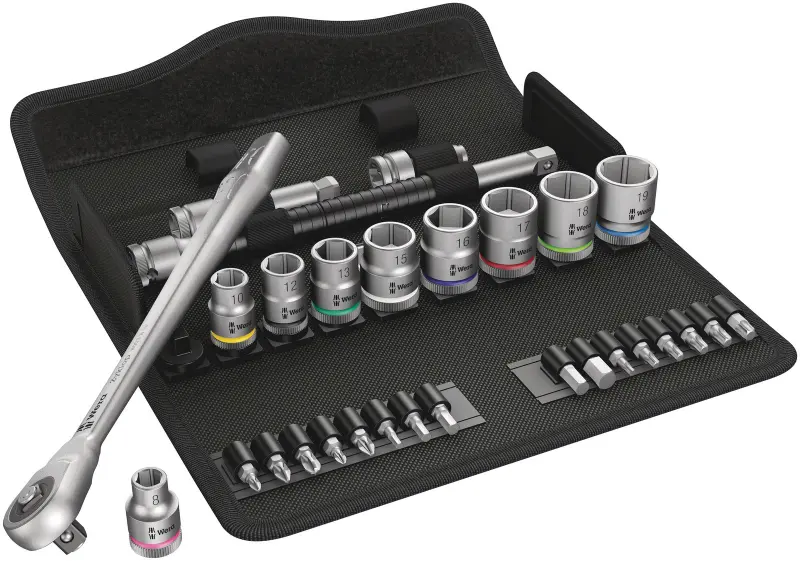 Wera 004047 Račňová sada Zyklop Metal 3/8" typ 8100 SB 7, priechodná - 29 dielov (W05004047001)