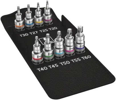 Wera 004202 Zástrčné bitové hlavice Zyklop 1/2" TX 20 ÷ TX 60 typ 8767 C TORX® HF 1, pridržiavacia - 9 dielov (W05004202001)