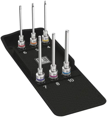 Wera 004210 Zástrčné bitové hlavice Zyklop 1/2" HEX 4 ÷ 10 mm typ 8740 C HF 2, pridržiavacie, predĺžené - 6 dielov (W05004210001)