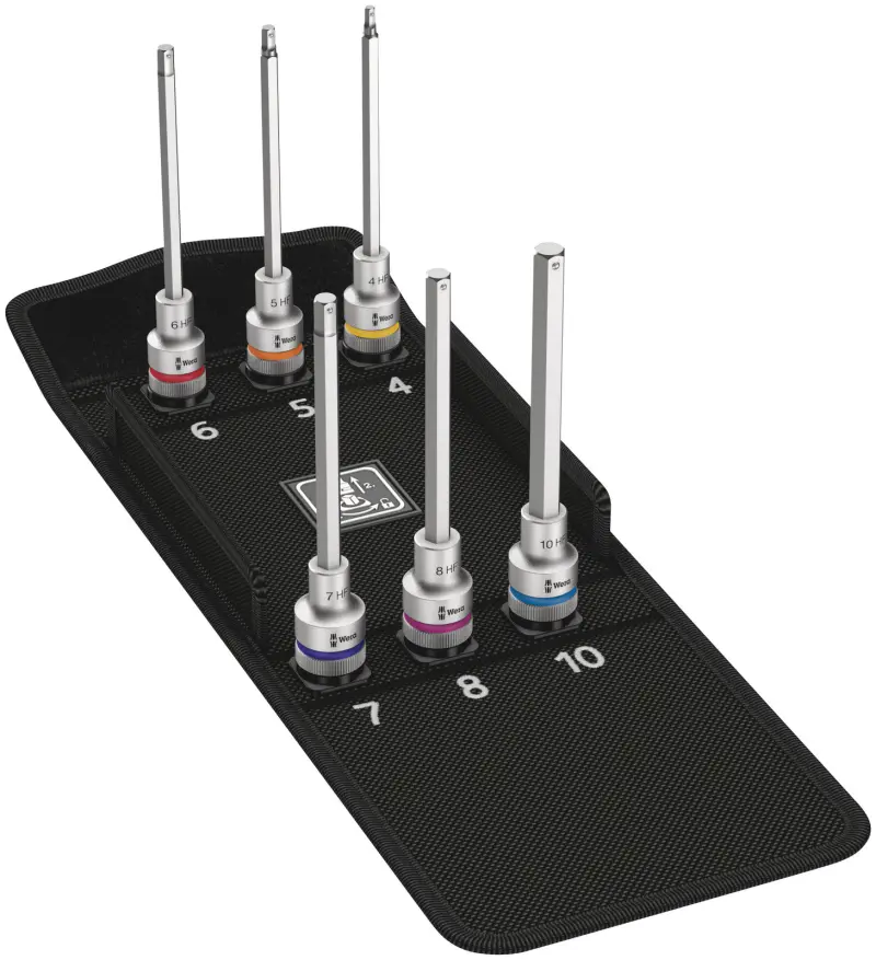 Wera 004210 Zástrčné bitové hlavice Zyklop 1/2" HEX 4 ÷ 10 mm typ 8740 C HF 2, pridržiavacie, predĺžené - 6 dielov (W05004210001)