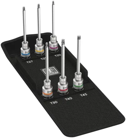 Wera 004211 Zástrčné bitové hlavice Zyklop 1/2" TX 20 ÷ TX 45 typ 8767 C TORX HF 2, pridržiavacie, predĺžené - 6 dielov (W05004211001)