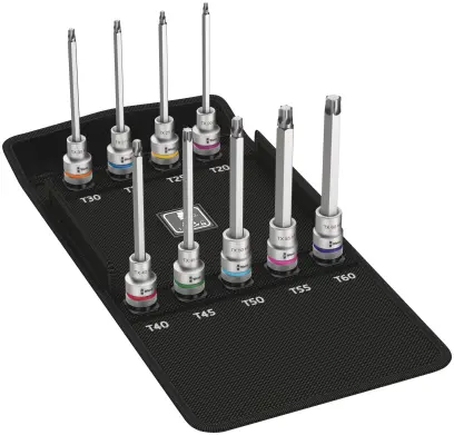 Wera 004212 Zástrčné bitové hlavice Zyklop 1/2" TX 20 ÷ TX 60 typ 8767 C TORX HF 3, pridržiavacie, predĺžené - 9 dielov (W05004212001)