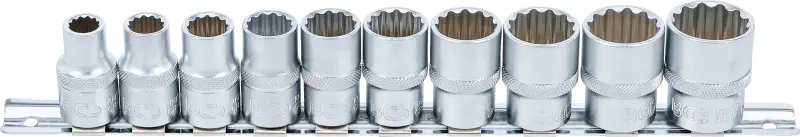Nástrčné hlavice 1/2" 12hran 3/8 ÷ 15/16" BGS109114, palcové. Sada 10 dílů na kolejnici (BGS109114)