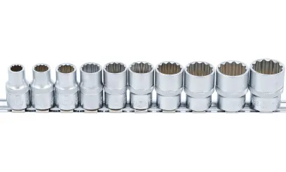 BGS 109114 Hlavica nástrčné 1/2" 12hranné 3/8 ÷ 15/16", palcové. Sada 10 ks na koľajnici (BGS109114)