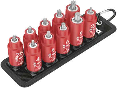 Wera 004930 Zástrčné bitové hlavice 3/8" pre elektrikárov Belt B VDE 1 Zyklop, izolované, pridržiavacie - 10 dielov (W05004930001)