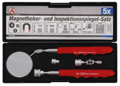 BGS 9197 Teleskopický magnet 660 mm a inšpekčné zrkadlo 925 mm Kraftmann. 4 diely (BGS109197)