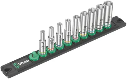 Wera 005410 Magnetická lišta A Deep 1 - nástrčné hlavice 1/4" 6hran 5 ÷ 13 mm typ 8790 HMA Deep, predĺžené - 9 dielov (W05005410001)