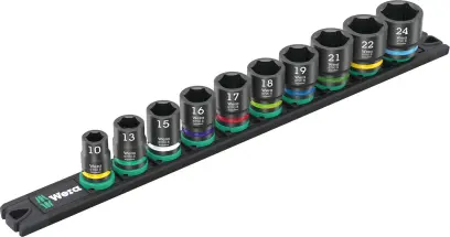 Wera 005451 Magnetická lišta B Impaktor 1 - nástrčné hlavice 3/8" 6hran 10 ÷ 24 mm typ 9607, rázové - 10 dielov (W05005451001)