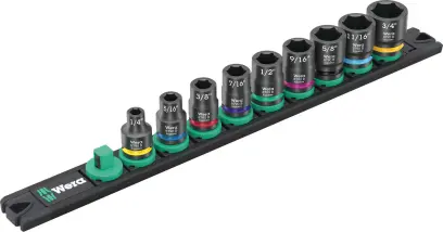 Wera 005452 Magnetická lišta B Impaktor 1 - nástrčné hlavice 3/8" 6hran 1/4 ÷ 3/4" typ 9608, palcové - 9 dielov (W05005452001)