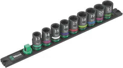 Wera 005490 Magnetická lišta C Impaktor 1 - nástrčné hlavice 1/2" 6hran 13 ÷ 21 mm typ 8790 C Impaktor, rázové - 9 dielov (W05005490001)