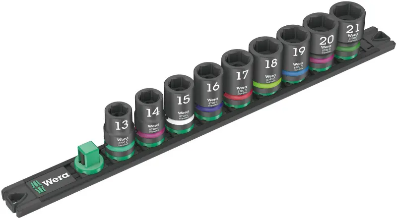 Wera 005490 Magnetická lišta C Impaktor 1 - nástrčné hlavice 1/2" 6hran 13 ÷ 21 mm typ 8790 C Impaktor, rázové - 9 dielov (W05005490001)