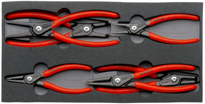 Sada KNIPEX precizních kleští na pojistné kroužky v pěnové vložce 6 ks 00 20 01 V02 (K 00 19 75 LE)